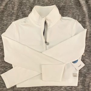 Vuori Lux Rib Half Zip crop in white, size small